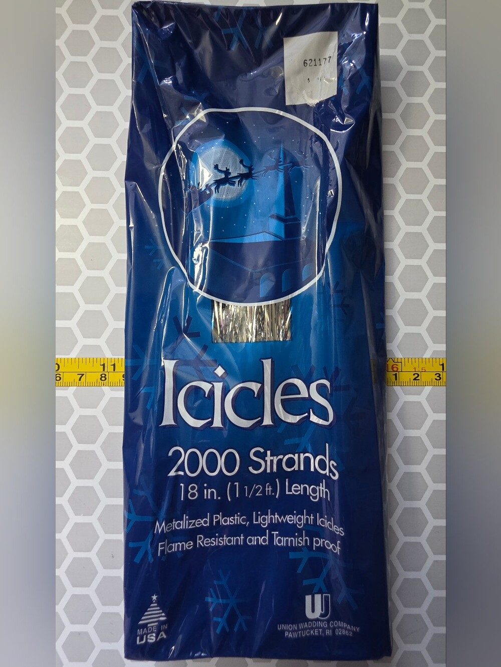 Vintage New In Package Icicles Tinsel 2000 Silver Strands Christmas Nostalgia